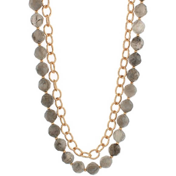 2 Layered Faceted Marble Bead Necklace - Picture 2 of 5